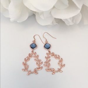 Rose gold and navy blue earrings