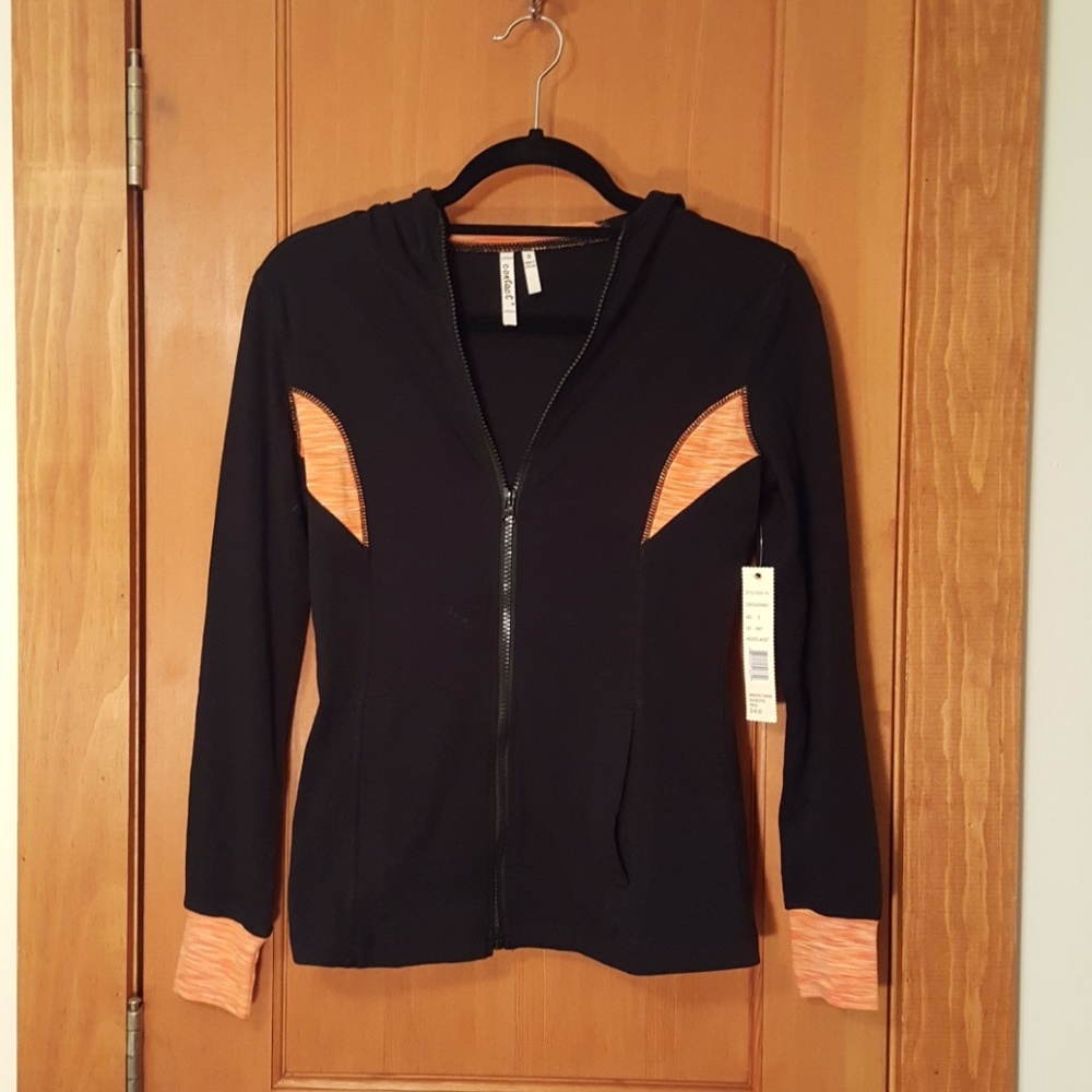 Black and orange fitted zip up