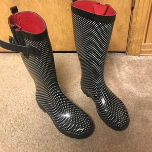 Polka dotted rain boots