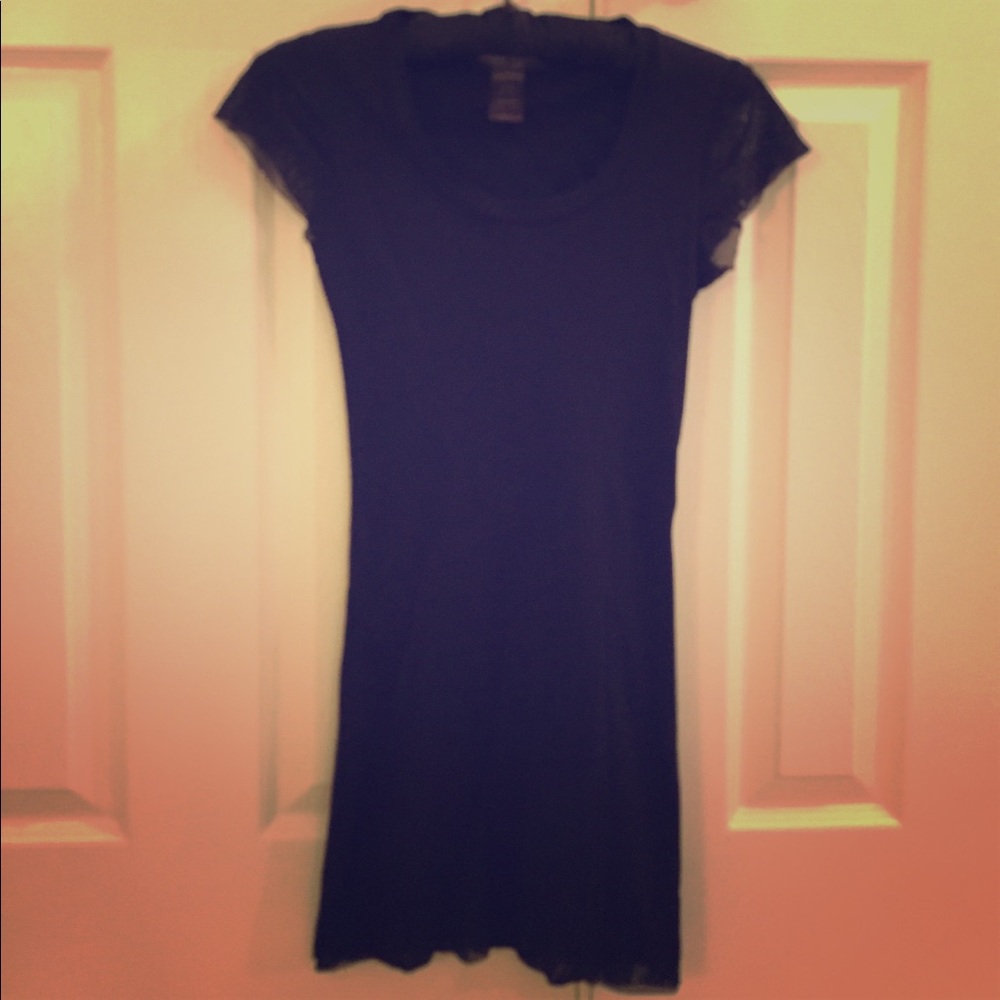 Black mesh long short sleeved shirt, size small