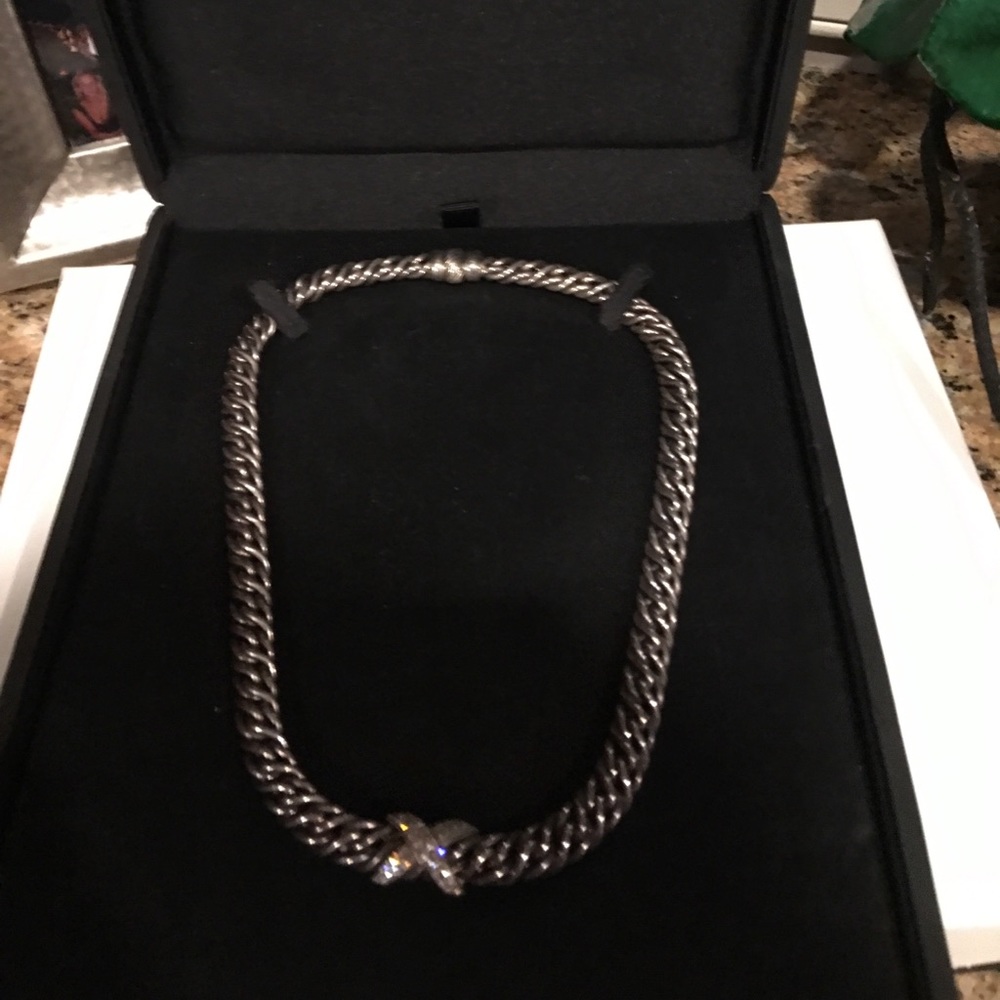 David Yurman diamond crossover choker necklace