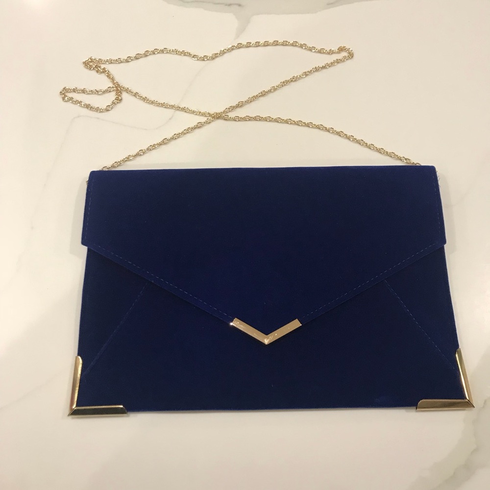 Navy velvet clutch NWOT