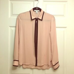 Forever XXI Peach Blouse with Black Trim