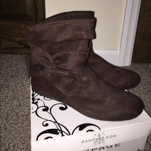 Faux Suede Brown Flat Booties