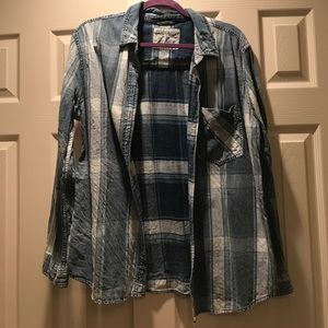 Garage | Denim colored plaid flannel