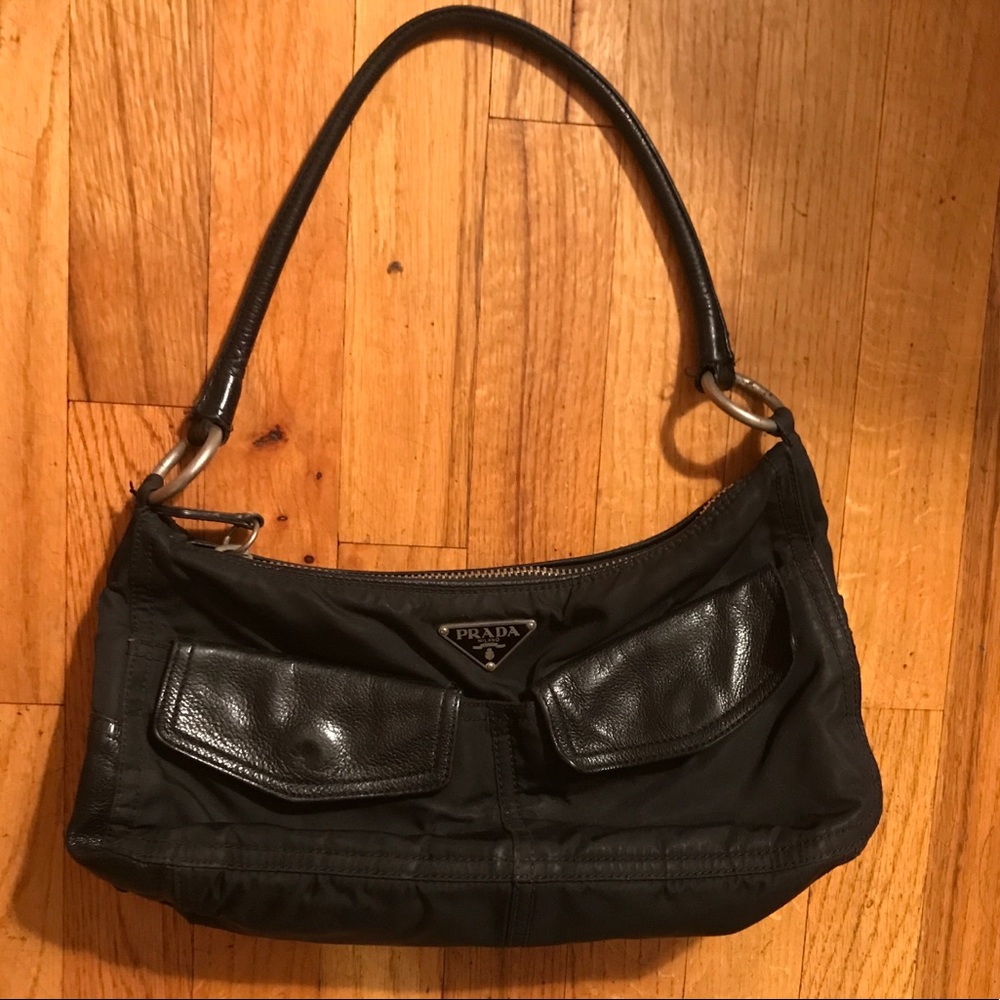 Prada Black Fabric & Leather Handbag  