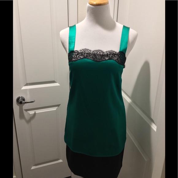 Kelly Green/ black lace Silk top D&G Dolce Gabbana - Picture 4 of 5