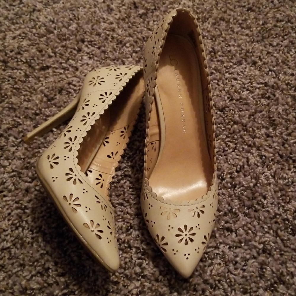 Lauren Conrad floral cutout heels. Size 7.5