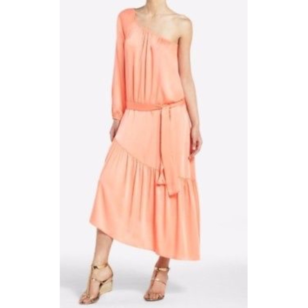 BCBG "Kelli" tangelo orange one shoulder dress