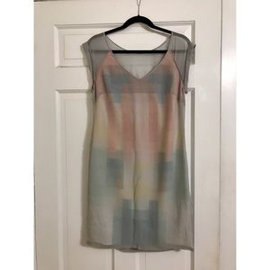 Reiss Grey & Multicolored Silk Work Dress