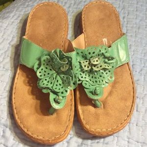 Cute leather upper flip flops