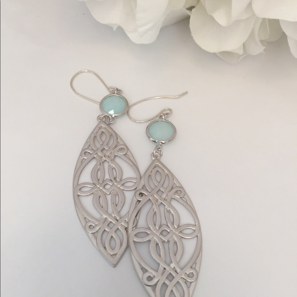 Silver celtic baby blue earrings