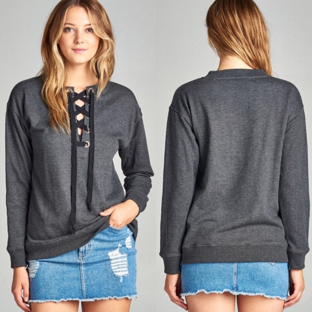 Lace Up Sweater