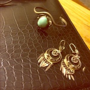 Old silver ear rings and bracelet