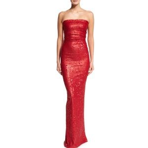 DONNA KARAN Strapless Sequined Evening Gown
