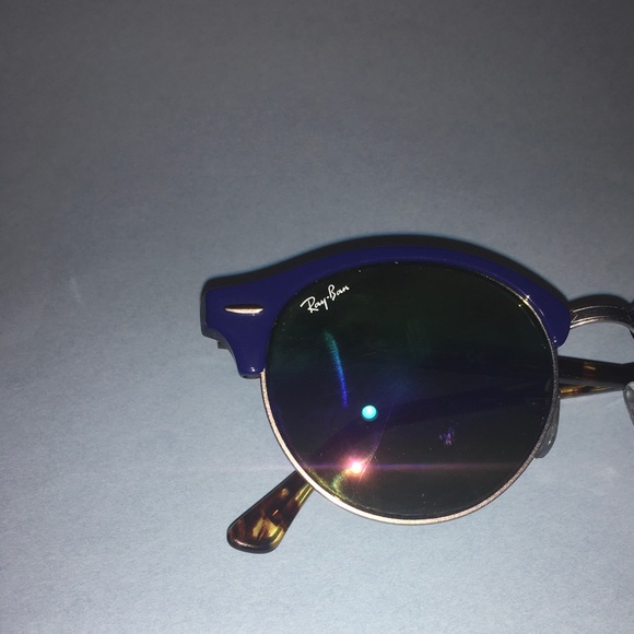 Ray Ban Club Round Blue Tortoise Rainbow Lens. main image 4