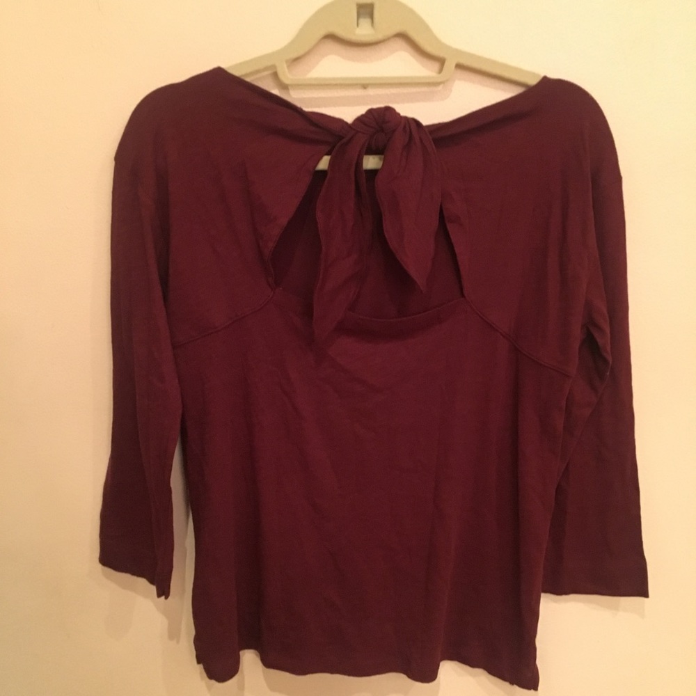 J. Crew Maroon Tie back shirt - Picture 5 of 6