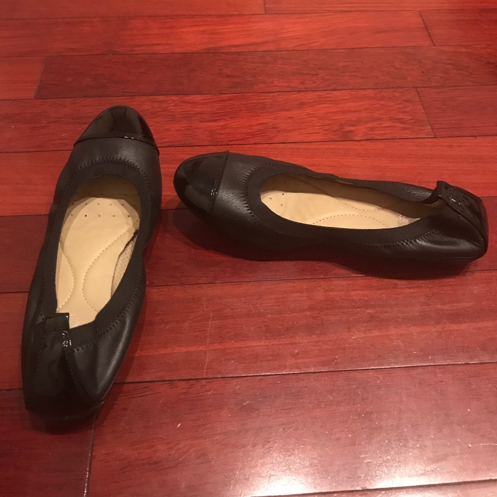 New Geox size 9 piuma black leather ballet flats