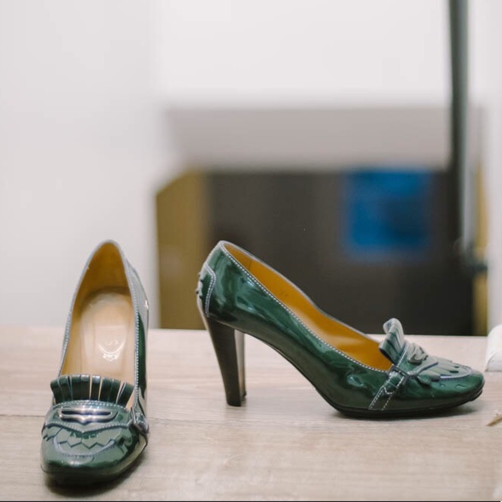 Tod’s- Patent Heels (Size 11) Forest Green
