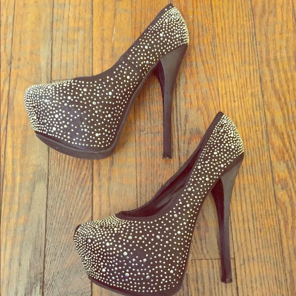 Black Rhinestone Heels