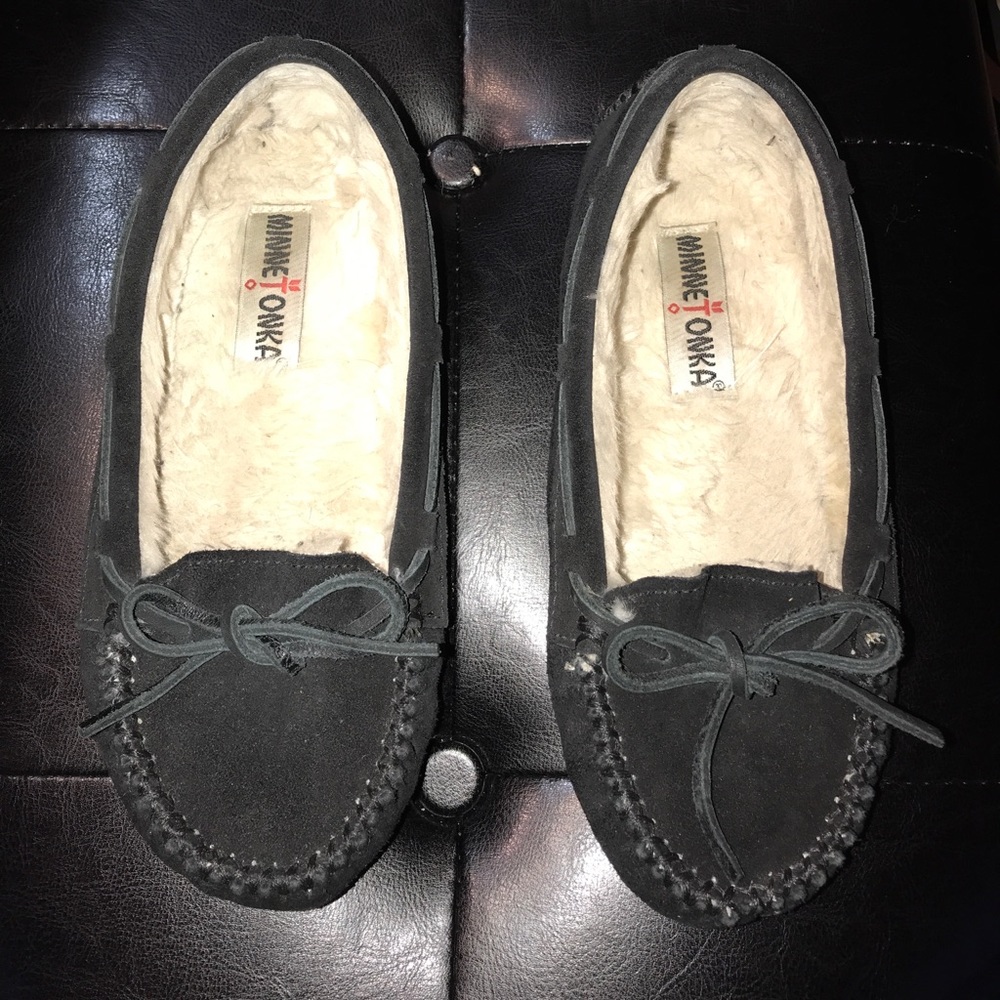 Authentic Black Minnetonka Moccossins
