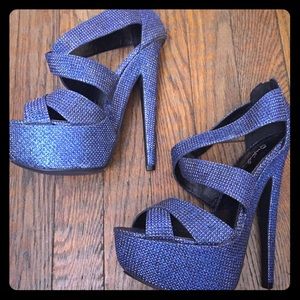 Blue Rhinestone Heels