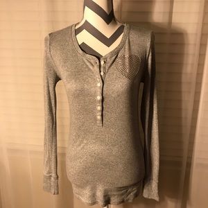 Victoria Secret PINK Henley Top w/ sequin heart