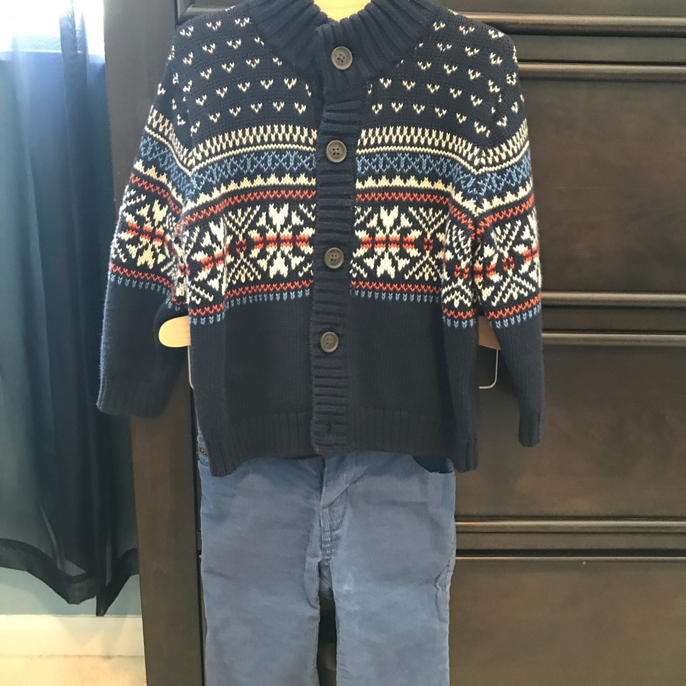 Toddler Boy sweater,corduroy pants and hat