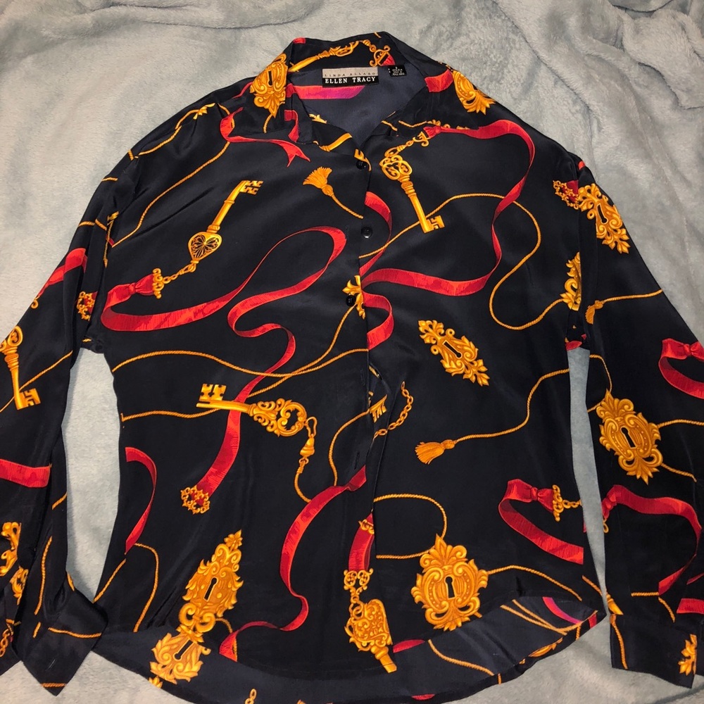 LINDA ALLARD ELLEN TRACY LOCK AND KEY BLOUSE