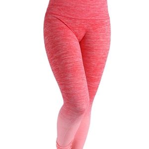 Ombre pink and coral yoga leggings