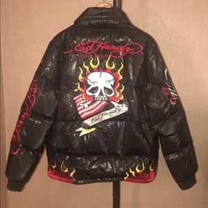 ed hardy mens jacket eagle puffer 