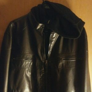 Like New Calvin Klein Tan Brown Leather Coat .