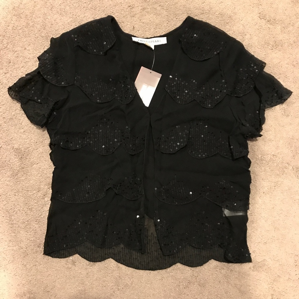 Sequined Chiffon Bolero/Shrug Crop Jacket Holiday