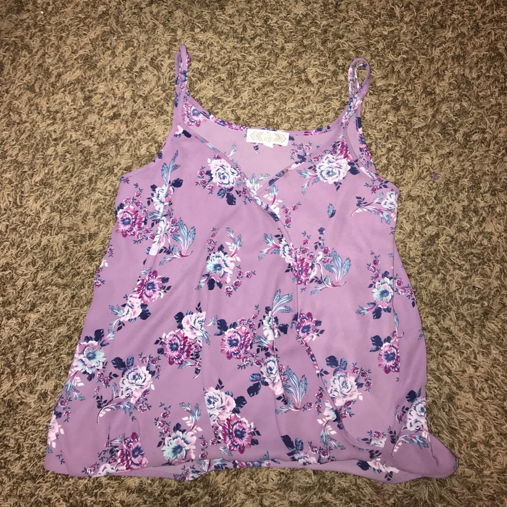 XS Purple Floral Pink Rose Tank
