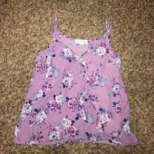 XS Purple Floral Pink Rose Tank