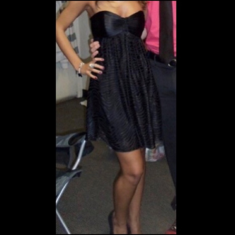 Striped black cocktail dress
