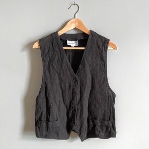 vintage textured 100% cotton button front vest vintage textured 100% cotton button front vest