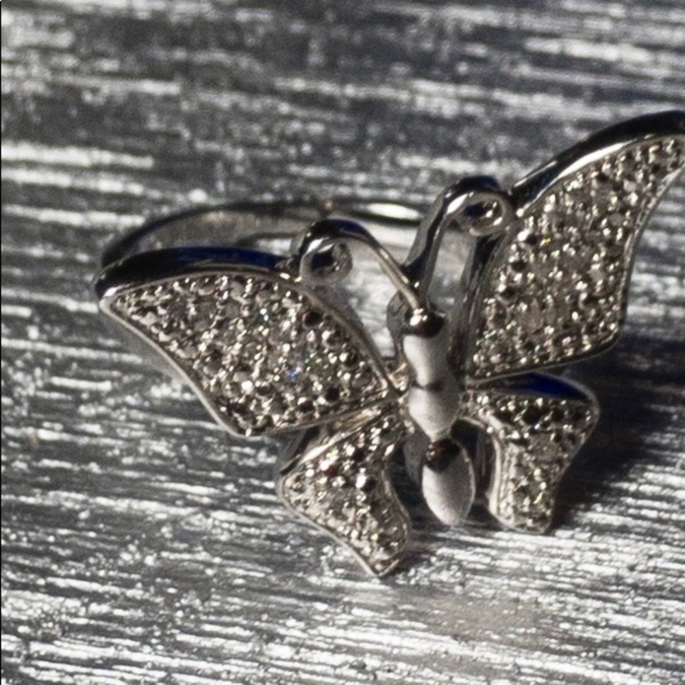 925 Sterling Silver Diamond Embellished Butterfly