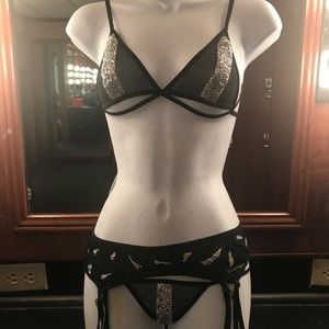 Custom Dance Outfit lingerie 3pc NWT Rhinestone