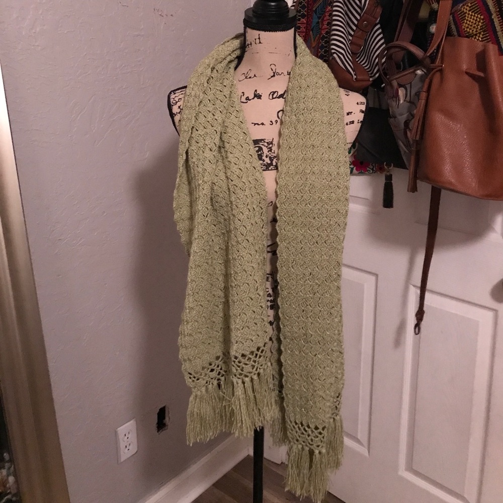Handmade green crochet scarf