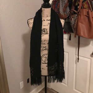Handmade black crochet scarf