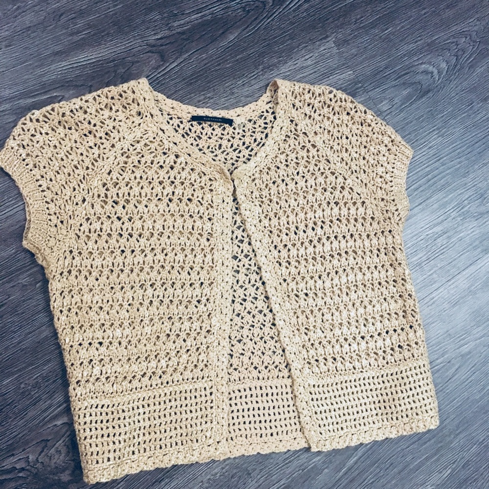 Elie Tahari Gold metallic shrug coverlet