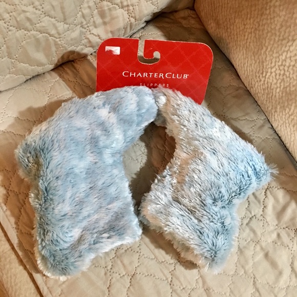 Charter Club New Light Blue Fur Booties - Picture 2 of 3