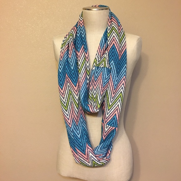 Turquoise and Pink Infinity Scarf - Picture 1 of 3