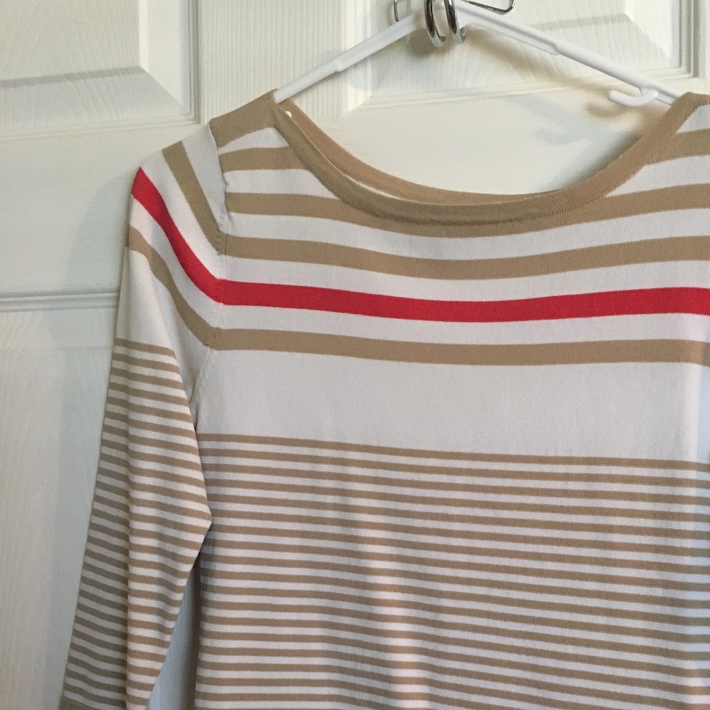 Cute cream and tan striped sweater coral stripe