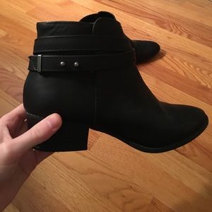 Black leather booties