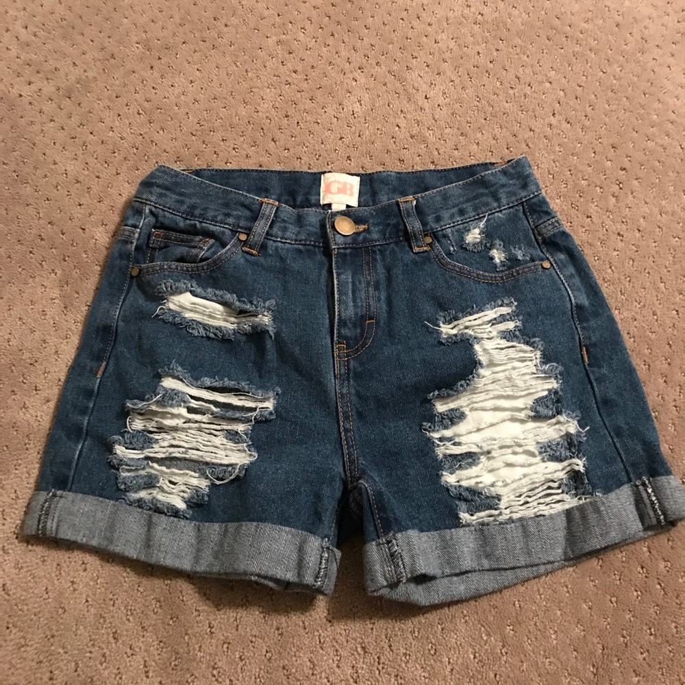 GB Distressed jean shorts