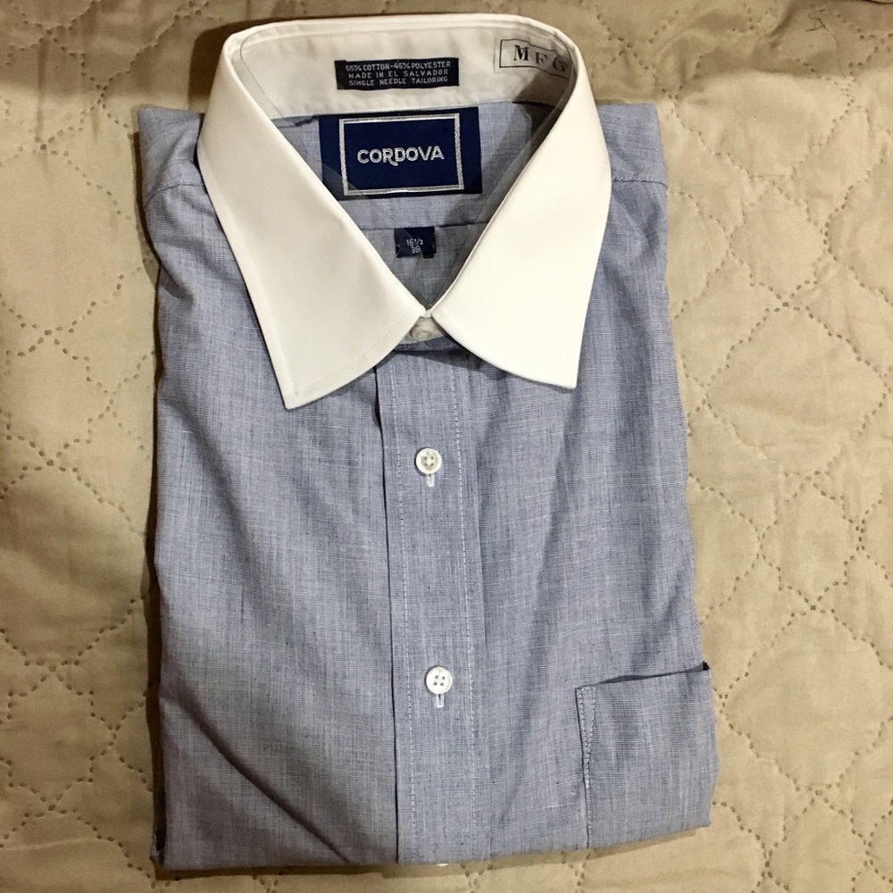 Cordova New Blue Dress Shirt w/White Collar