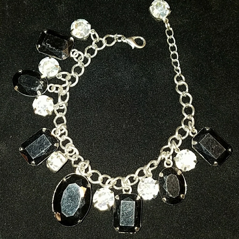 Black & Clear Rhinestone Bracelet