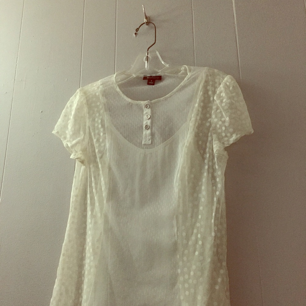 White lacey blouse with tank top underneath small